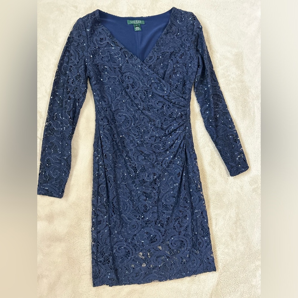 LAUREN Ralph Lauren Evening  Navy Blue  Cocktail Dress  Size 4